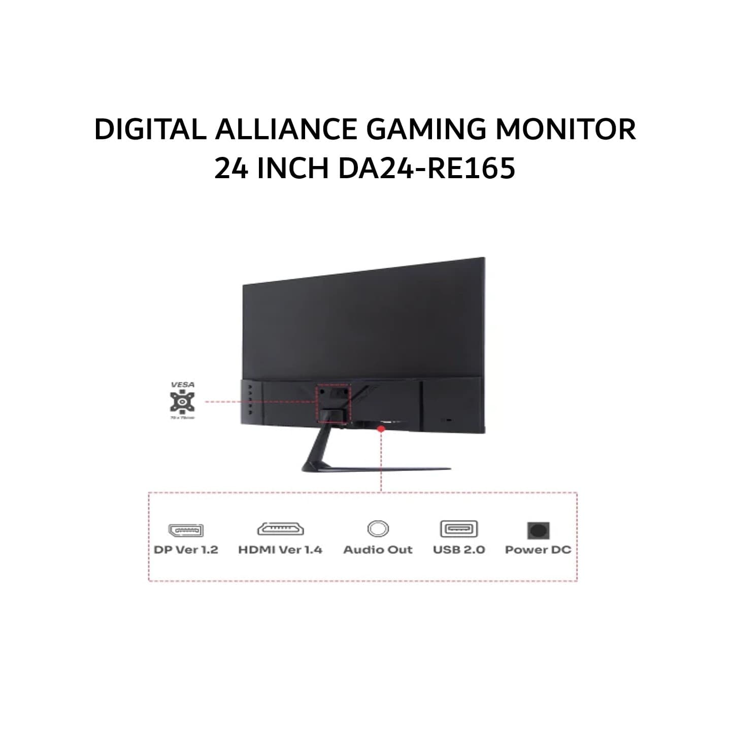 DIGITAL ALLIANCE GAMING MONITOR 24 INCH IPS FHD 1080P 1MS 165HZ DA24-RE165 2Y