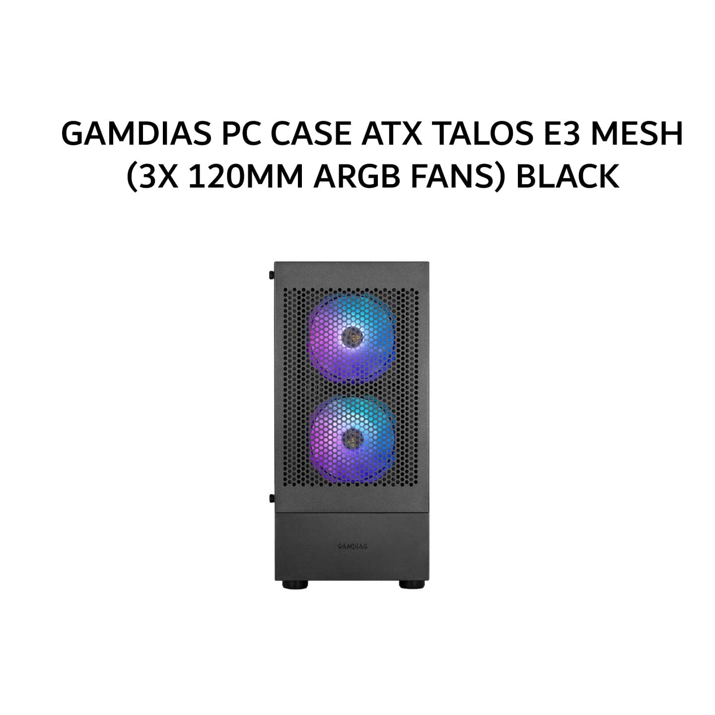 GAMDIAS PC CASE ATX TALOS E3 MESH (3X 120MM ARGB FANS) BLACK 2Y