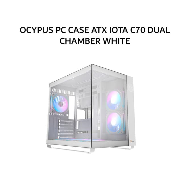 OCYPUS PC CASE ATX IOTA C70 DUAL CHAMBER (6X 120MM ARGB FANS + DIGITAL DISPLAY) WHITE 1Y