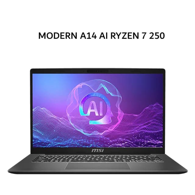 MSI MODERN A14 AI RYZEN 7 250 8GB 512GB W11+OHS+M365B 14.0FHD IPS 2Y GRY -F2HMG.006