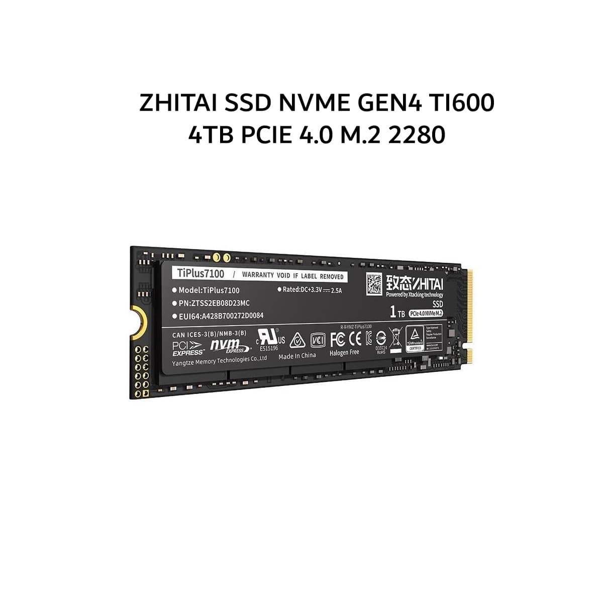 ZHITAI SSD NVME GEN4 TI600 4TB PCIE 4.0 M.2 2280 5Y - UP TO 7000 MB/S (ZTSS2EB11D23MC)