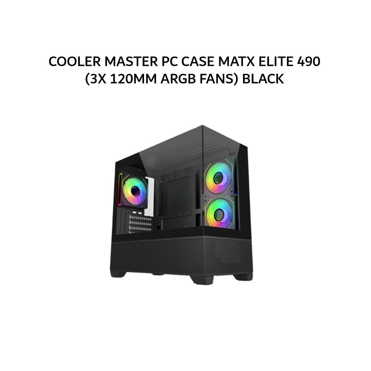 COOLER MASTER PC CASE MATX ELITE 490 (3X 120MM ARGB FANS) BLACK 2Y