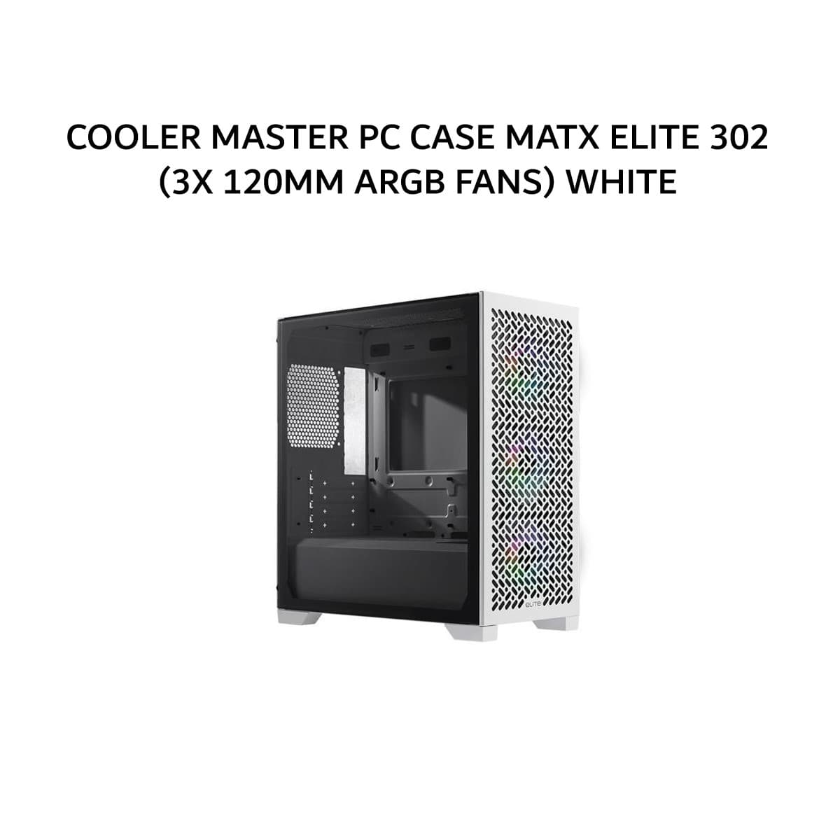 COOLER MASTER PC CASE MATX ELITE 302 (3X 120MM ARGB FANS) WHITE