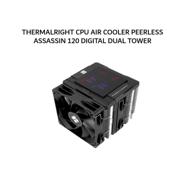 THERMALRIGHT CPU AIR COOLER PEERLESS ASSASSIN 120 DIGITAL DUAL TOWER (2X 120MM BLACK FAN + 6X HEATPIPES + DIGITAL DISPLAY) BLACK 1Y