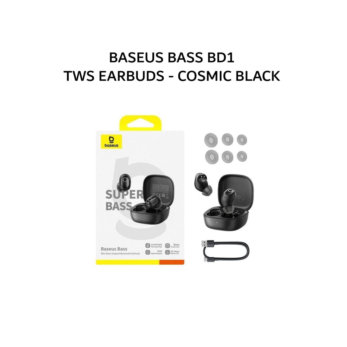BASEUS BASS BD1 TWS EARBUDS - COSMIC BLACK