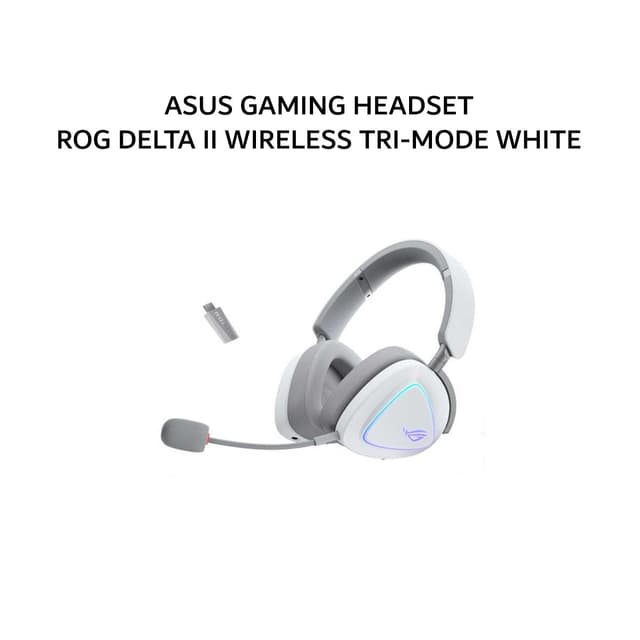ASUS GAMING HEADSET ROG DELTA II WIRELESS TRI-MODE (50MM TITANIUM DRIVERS + DETACHABLE MIC) WHITE 2Y