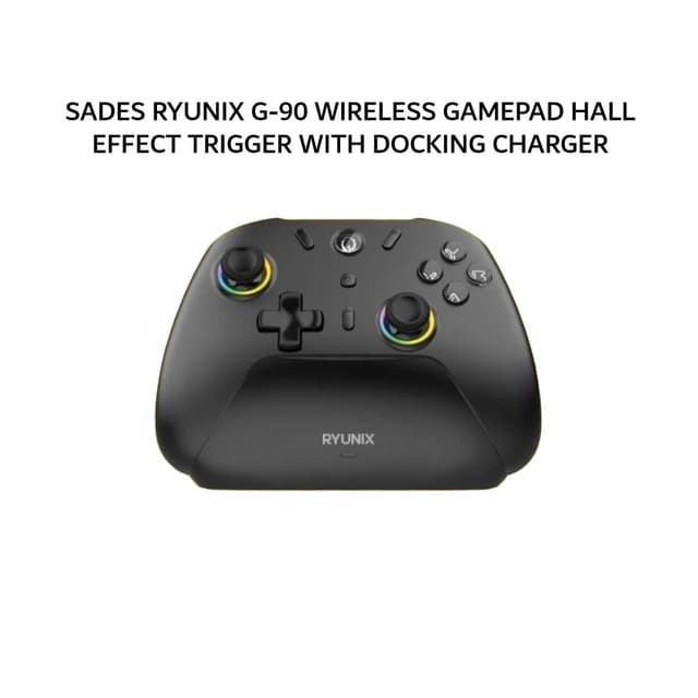 SADES RYUNIX G90 / G-90 WIRELESS GAMEPAD HALL EFFECT TRIGGER WITH DOCKING CHARGER - BLACK