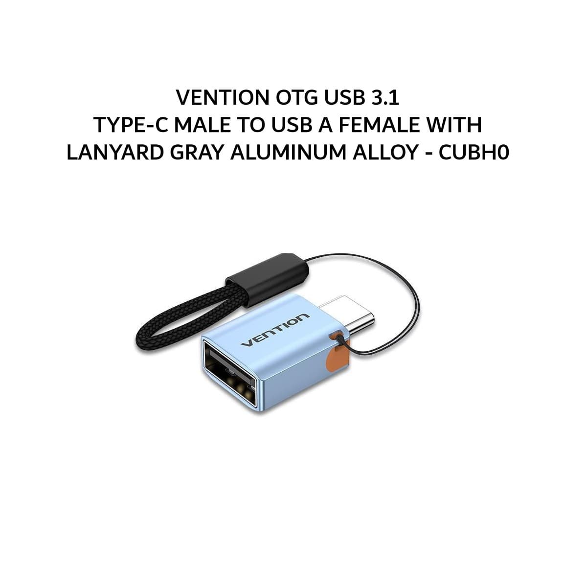 VENTION OTG USB 3.1 TYPE-C MALE TO USB A FEMALE WITH LANYARD GRAY ALUMINUM ALLOY