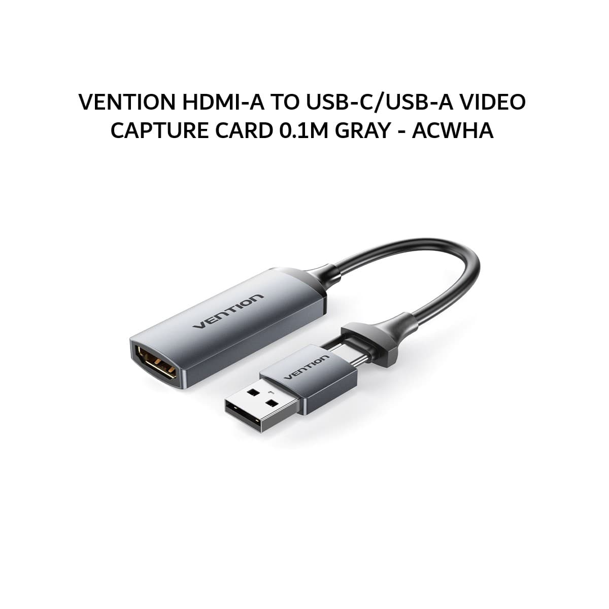 VENTION HDMI-A TO USB-C/USB-A VIDEO CAPTURE CARD 0.1M GRAY - ACWHA
