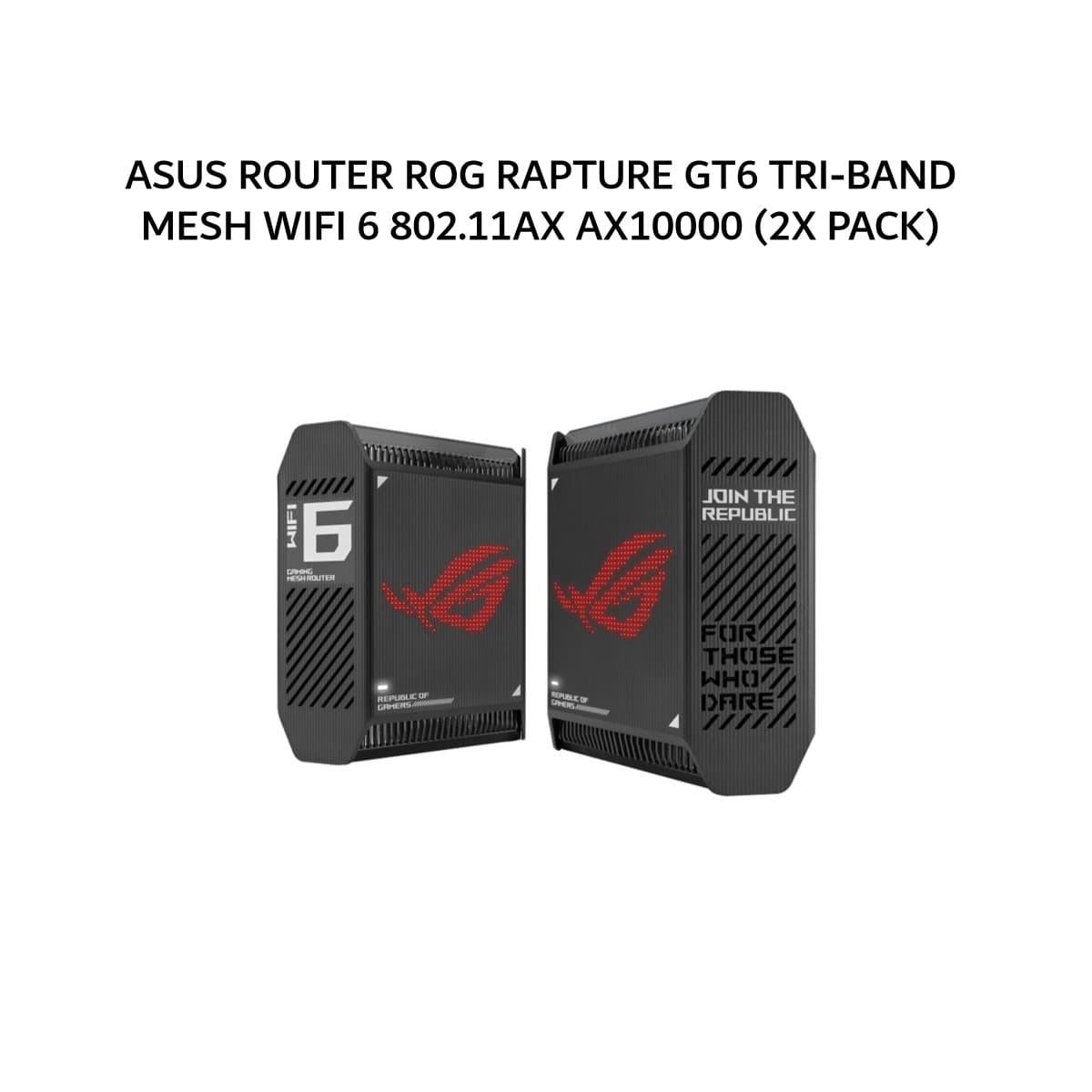 ASUS ROUTER ROG RAPTURE GT6 TRI-BAND MESH WIFI 6 802.11AX AX10000 (2X PACK) BLACK 3Y