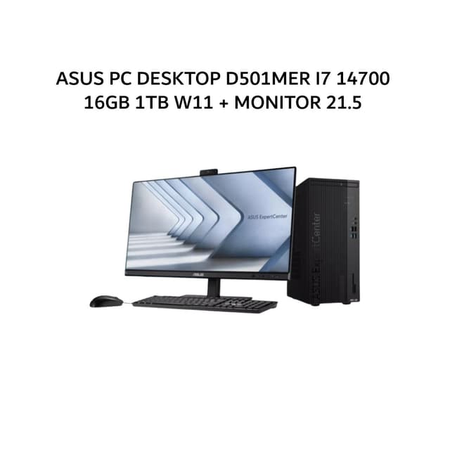 ASUS PC DESKTOP D501MER I7 14700 16GB 1TB W11 3Y BLK -711000005W + MONITOR 21.5