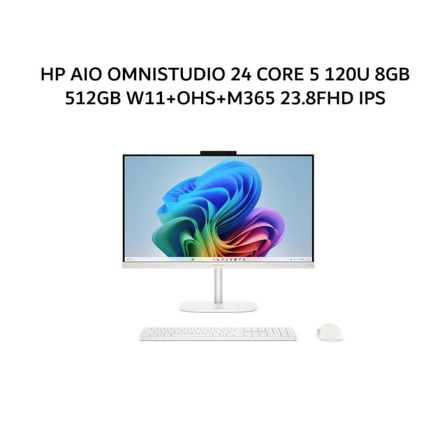 HP AIO OMNISTUDIO 24 CORE 5 120U 8GB 512GB W11+OHS+M365 23.8FHD IPS 1Y WHT -CU0115D