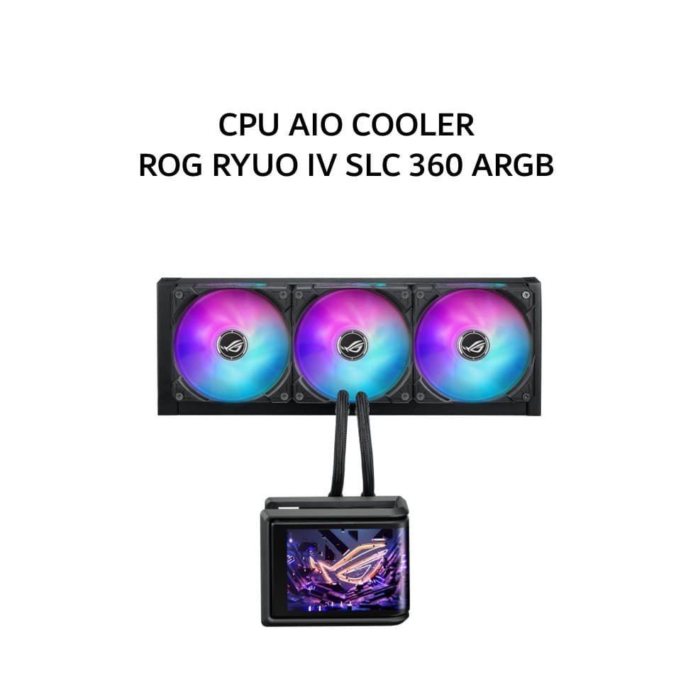 ASUS CPU AIO COOLER ROG RYUO IV SLC 360 ARGB (360MM RADIATOR + 3X 120MM ROG RYUO IV MF-12C ARGB FANS + 6.67 INCH AMOLED DISPLAY) BLACK 6Y + 2Y DISPLAY