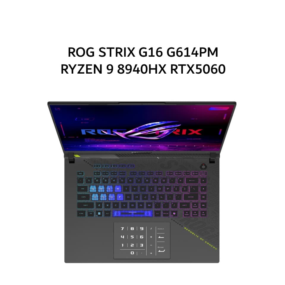ASUS ROG STRIX G16 G614PM RYZEN 9 8940HX RTX5060 8GB/ 16GB 1TB W11+OHS+M365B 16.OWQXGA 240HZ 100DCIP3 (BOX MOU) GRY -R9N56C6G-HM
