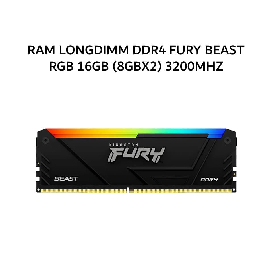 KINGSTON RAM LONGDIMM DDR4 FURY BEAST RGB 16GB (8GBX2) 3200MHZ CL16 BLACK - KF432C16BB2AK2/16