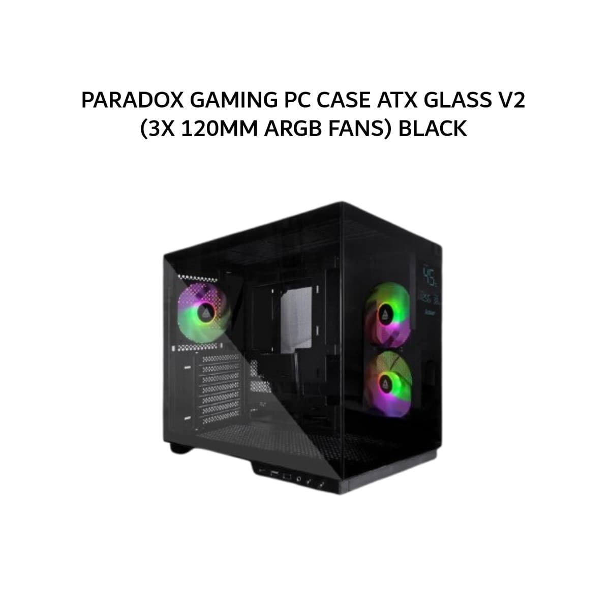 PARADOX GAMING PC CASE ATX GLASS V2 (3X 120MM ARGB FANS) BLACK 1Y