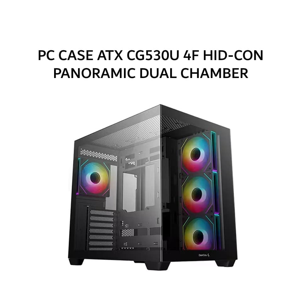 DEEPCOOL PC CASE ATX CG530U 4F HID-CON PANORAMIC DUAL CHAMBER (4X 120MM ARGB FANS) BLACK 1Y