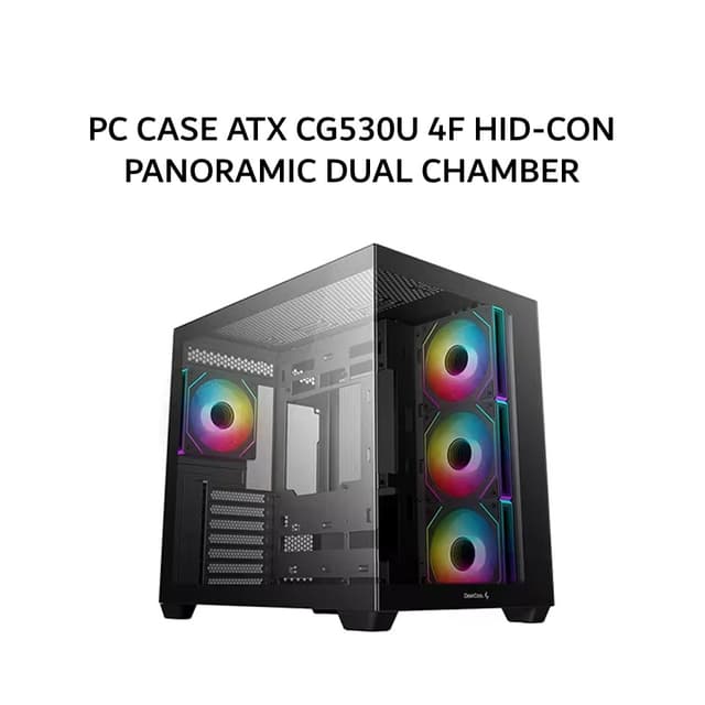 DEEPCOOL PC CASE ATX CG530U 4F HID-CON PANORAMIC DUAL CHAMBER (4X 120MM ARGB FANS) BLACK 1Y
