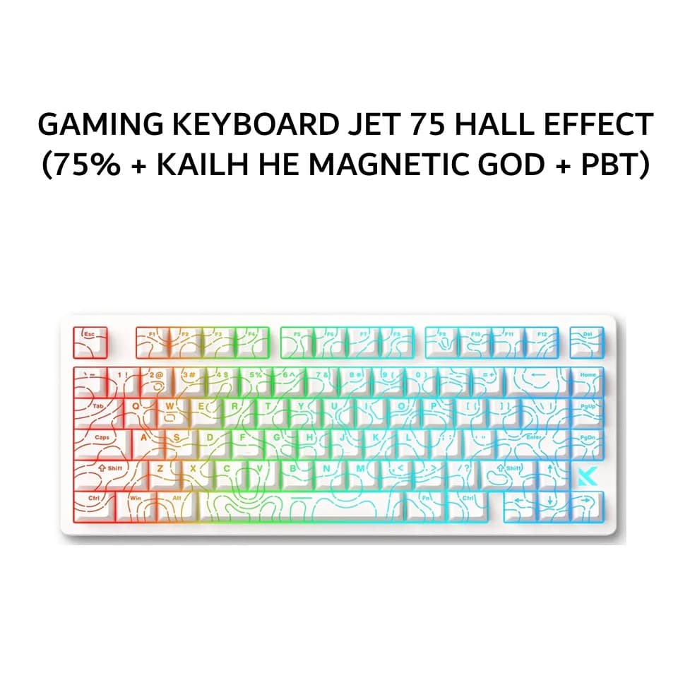 MCHOSE GAMING KEYBOARD JET 75 HALL EFFECT (75% + KAILH HE MAGNETIC GOD + PBT) WHITE TOPOGRAPHIC 1Y
