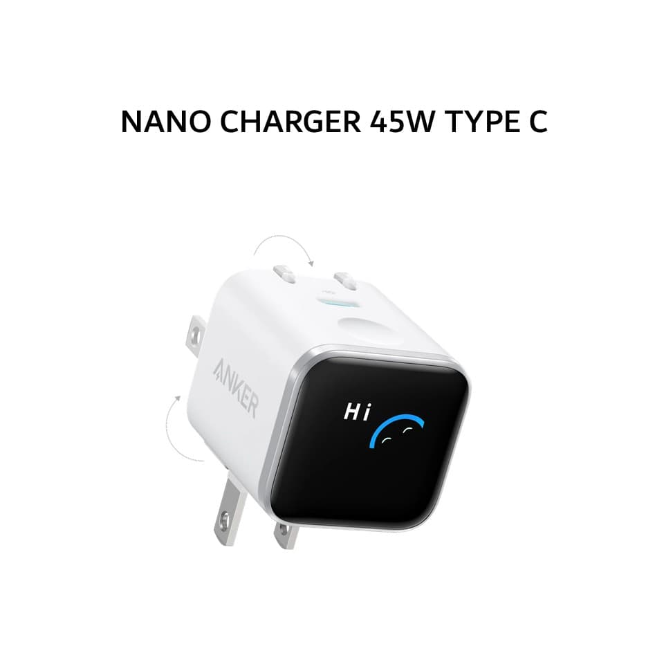 ANKER NANO CHARGER 45W TYPE C GAN PD 3.0 A121D (OFFLINE PACKAGING) - WHITE