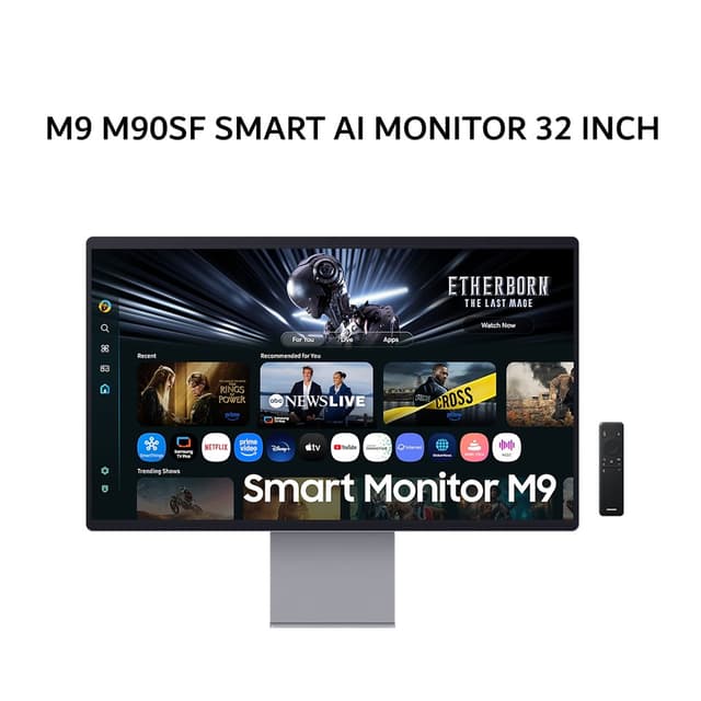 SAMSUNG SMART AI MONITOR 32 INCH M9 M90SF QD-OLED UHD 4K 2160P 0.03MS 165HZ HDR10+ HDMI+DP USB-C BLUETOOTH BUILT-IN CAMERA SPEAKER TIZEN OS