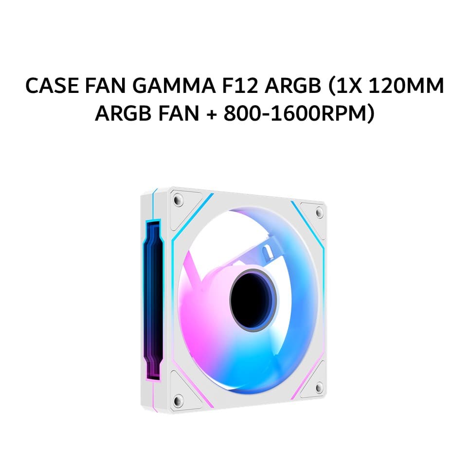OCYPUS CASE FAN GAMMA F12 ARGB (1X 120MM ARGB FAN + 800-1600RPM) WHITE 1Y