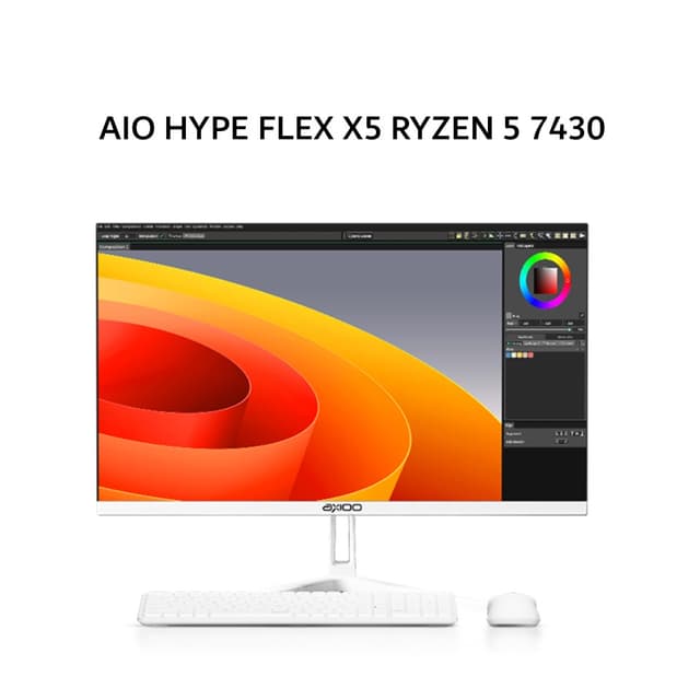 AXIOO AIO HYPE FLEX X5 RYZEN 5 7430 8GB 256GB W11 23.8FHD IPS WHT