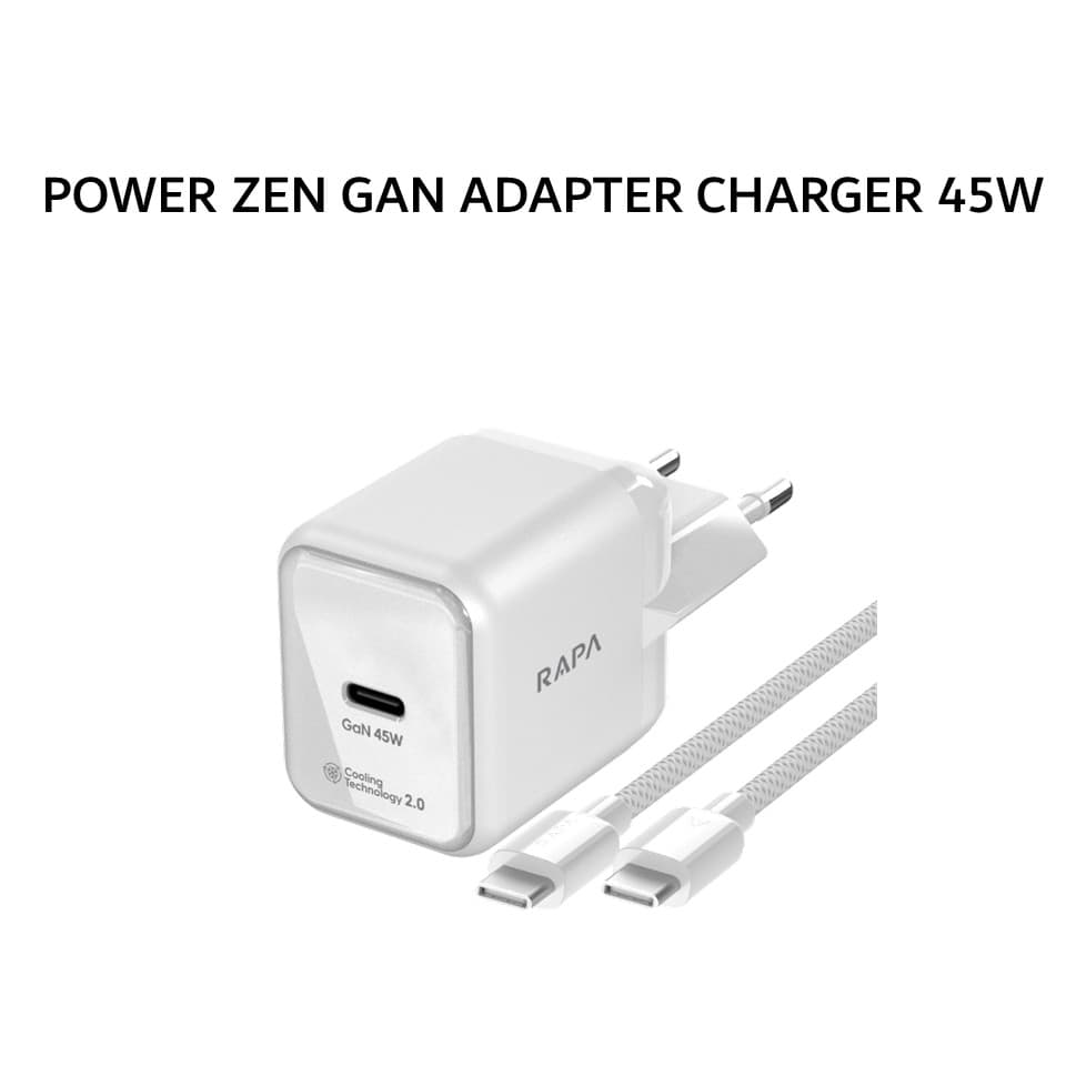 RAPATECH POWER ZEN GAN ADAPTER CHARGER 45W WHITE